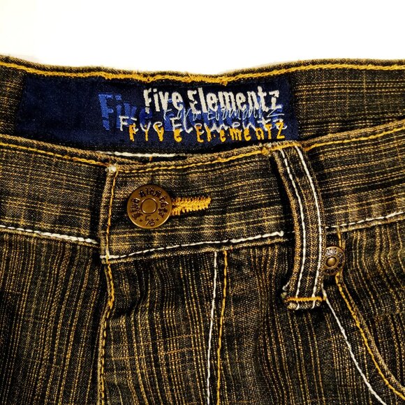 FIVE ELEMENTZ JEANS  34 x 30  Baggy  Blue/Gold Denim  Skater  Pkt Stitch Y2K EUC - Picture 11 of 12